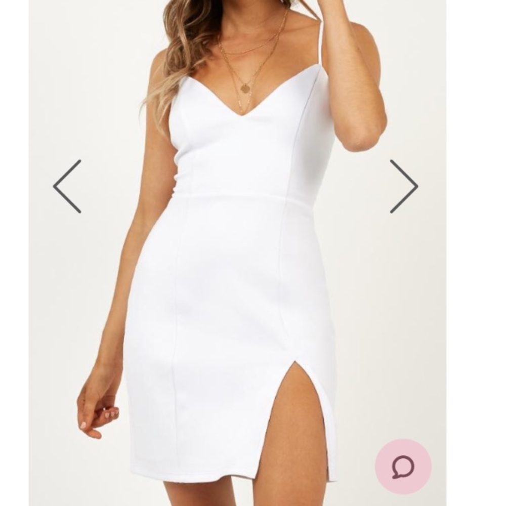 NWT never worn white spaghetti strap dress w/slit
